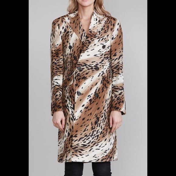R13 Peak Lapel Double Breasted Coat Cheetah SML - Picture 2 of 6